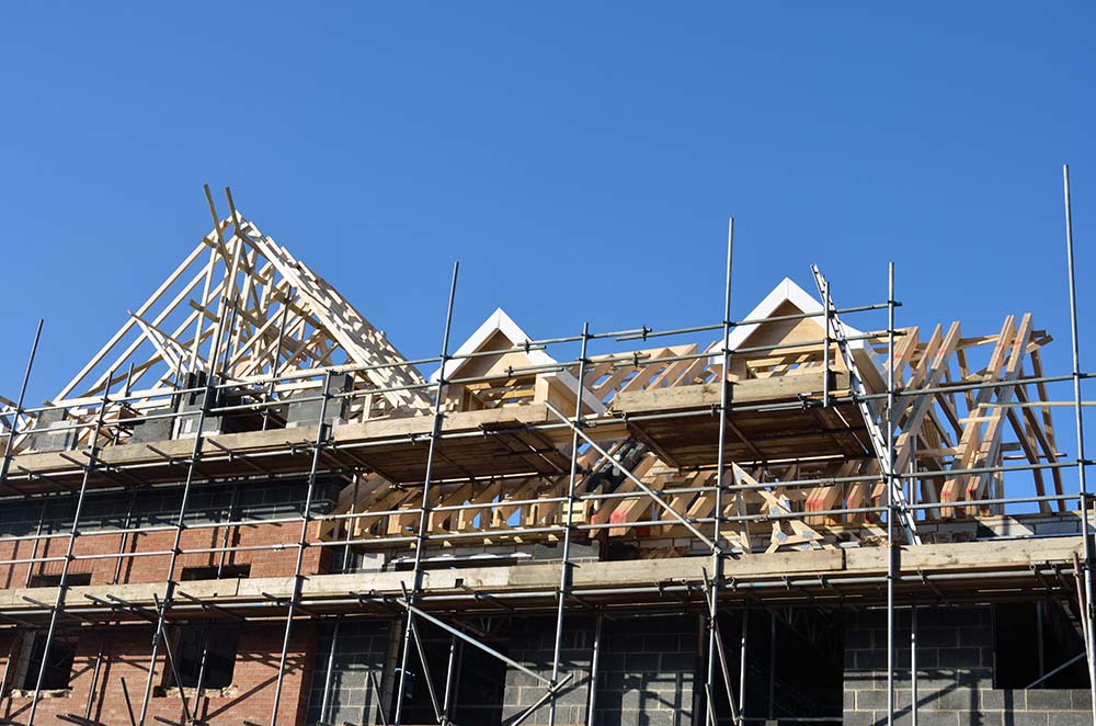 roof replacement with scaffolding