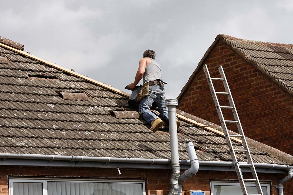 roof repair underway